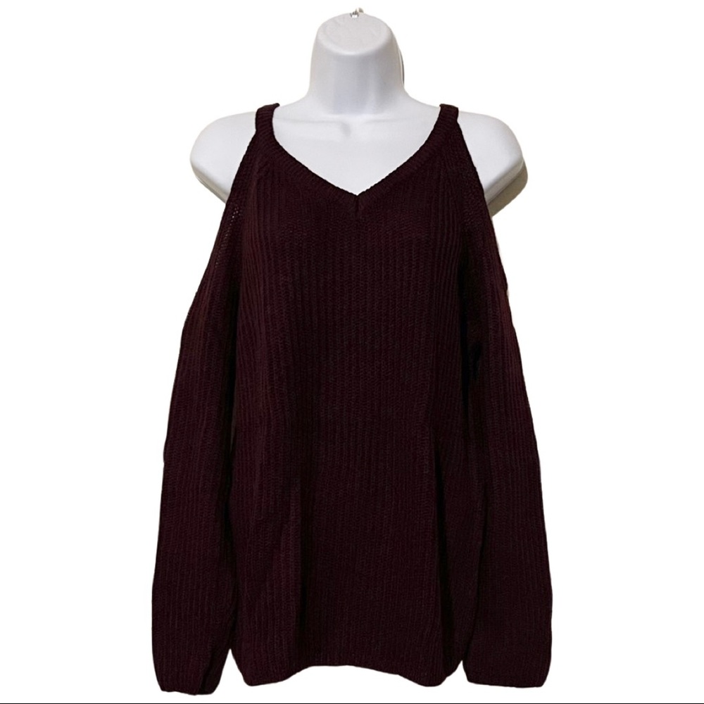 Urban Heritage Cold Shoulder Long Sleeve Sweater